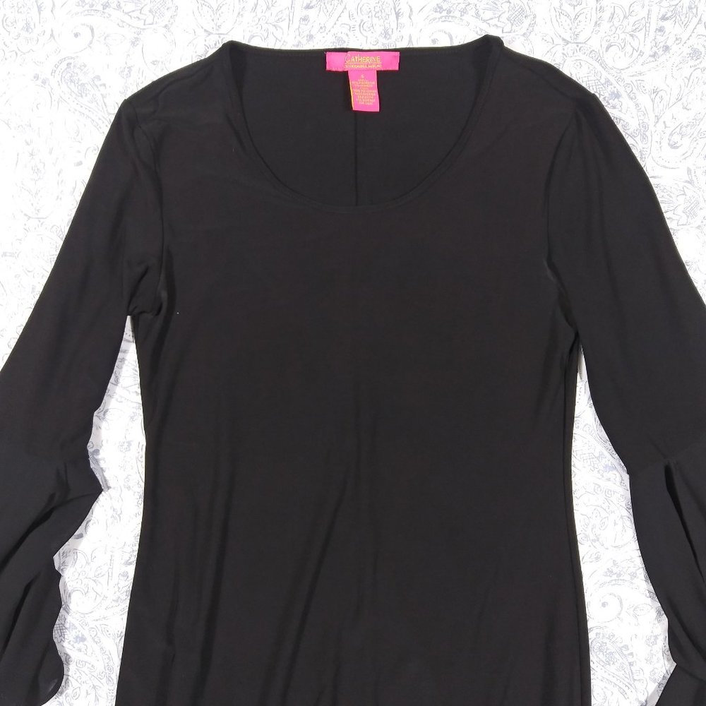 Catherine Malandrino Black Dress w/ Flared Sleeves - Picture 9 of 13